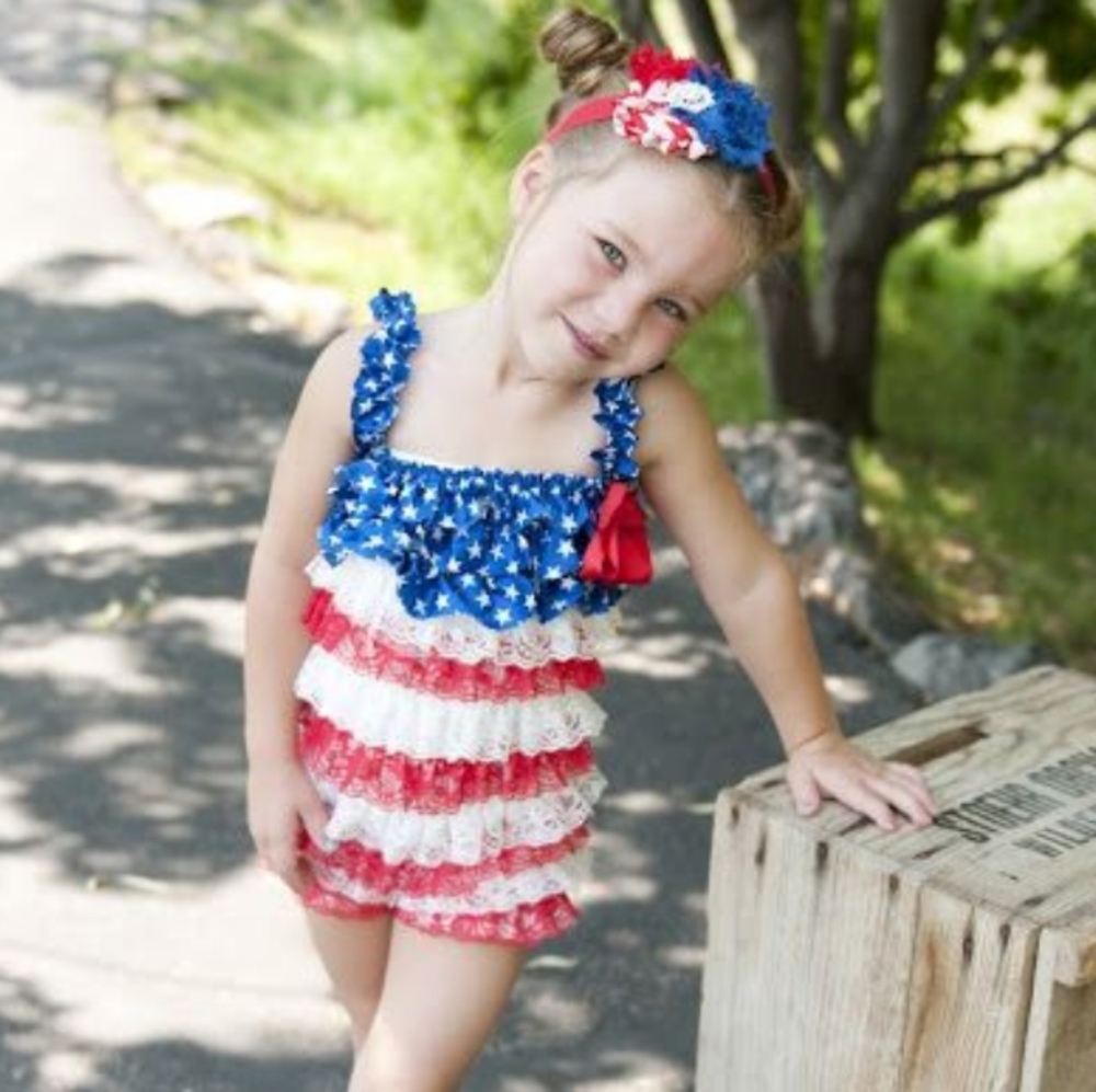 4th of July Baby?!?! Ruffles & headband gift set 3